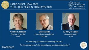 Trio leva Nobel de Química por desenvolver ferramenta para acoplar moléculas com um “clique”