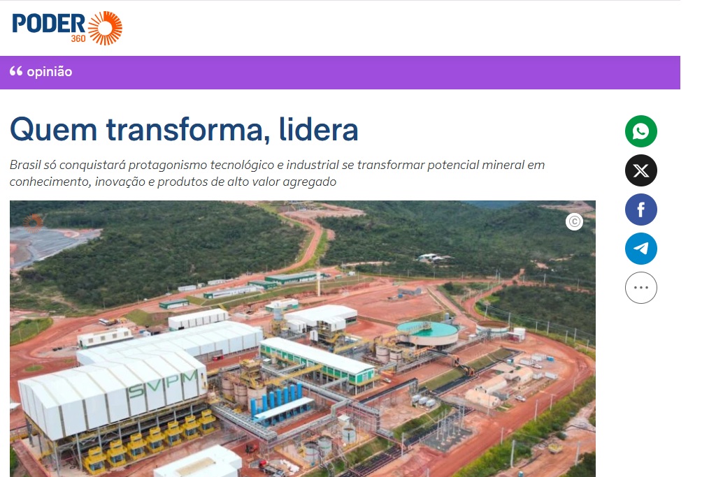 Em artigo no Poder360, presidente do CFQ aborda desafios do Brasil na cadeia de terras-raras